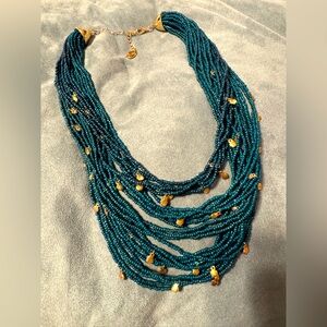 Turquoise seed beaded necklace